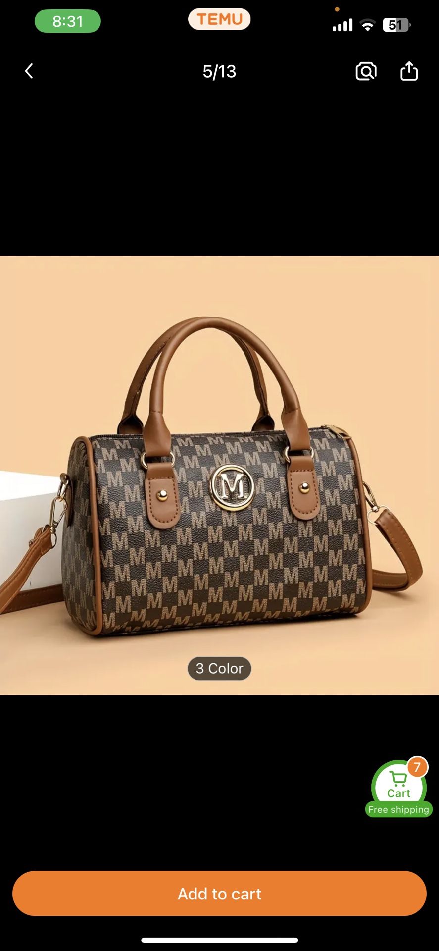 Perfect Lily Elegant Houndstooth Synthetic Faux Leather Shoulder Bag with Golden "M" Logo, Detachable Strap, and Zipper Closure - Lightweight Crossbod