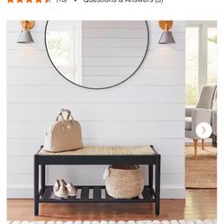 🔥 Modern Entryway Bench w/ Woven Top – Black Frame 🔥