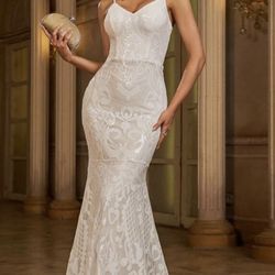 Chic White Lace Maxi Dress