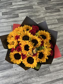 Roses and Sunflowers