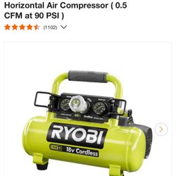 RYOBI ONE+ 1 Gal. 120 PSI Portable 18V Horizontal Air Compressor ( 0.5 CFM at 90 PSI )