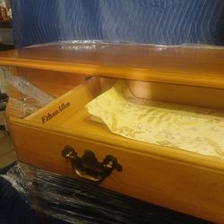 Ethan Allen Solid Wood Storage Bench with Drawer