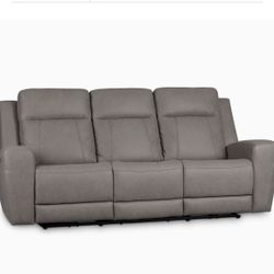 Colton Light Gray Micro Power Reclining Sofa W/ Power Headrest