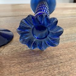 Mid Century Cobalt Blue Candle Holders