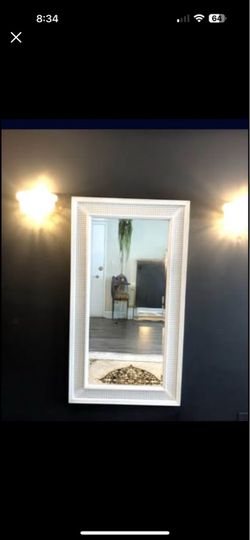 White wooden  full length mirror