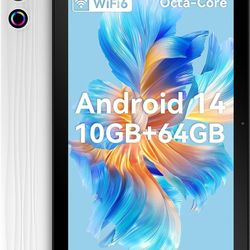 Android  Tablet 10 inch, 10GB+64GB, Octa-Core Tablet with WiFi 6,5000mAh, Dual 8MP Camera (White)