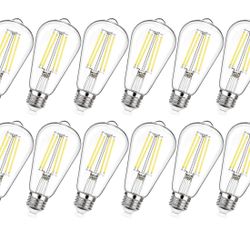 MAXvolador Dimmable Vintage 60W Equivalent LED Edison ST58 Bulb, 850 Lumens 5000K Daylight, E26 Base, Clear Glass, Pack of 12