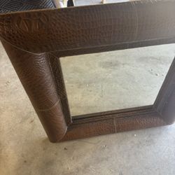 Brown leather Look mirror Durable And heavy Perfect For An Entry Way Or Wherever You like great condition 50$ OBO