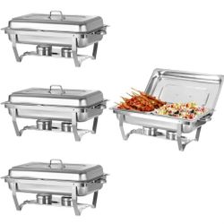 4 Pack  2 Tray Chafing Dish Buffet Stainless Steel 10 Quart