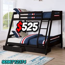 Twin Full Black Bunkbed With Ortho Mattress Included!