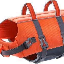 Dog Life Jacket Medium/Large – Orange, Adjustable Swim Vest