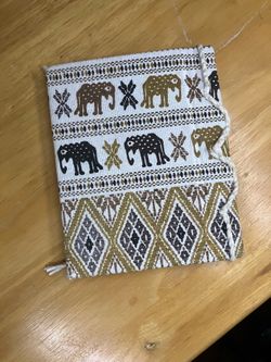 Handmade Laos Elephant Fabric Journal with Pressed Flower Paper