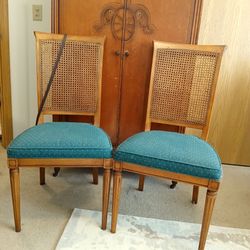 Set of 2 Antique Cane Dining Chairs