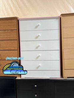 Five drawer white with pink dresser cajonera Comoda