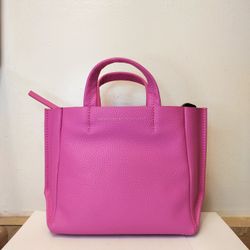 Ampersand as Apostrophe Half Tote - Magenta Pebbled Leather, NEW