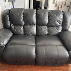 Lazy Boy Black Leather Reclining Loveseat