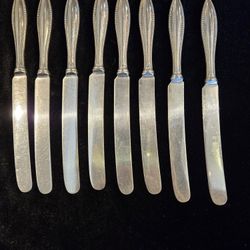 Antique Silver Plated Set Of 8 Knives