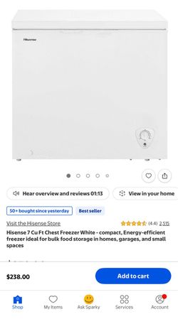 Hisense 7 Cu. Ft. Chest Freezer - White - Works Great