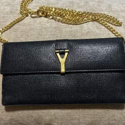 YSL Black  Wallet On Chain 