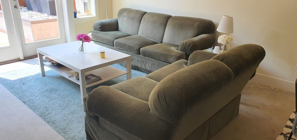 Living Room Set FREE: 2 Sofas + 2 Ikea Tables + Ikea Carpet + Ikea Lamp