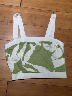 Green & White Floral Crop Top