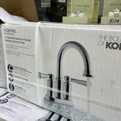 Kohler Aderlee 4" Centerset Bathroom Faucet Polished Chrome Finish