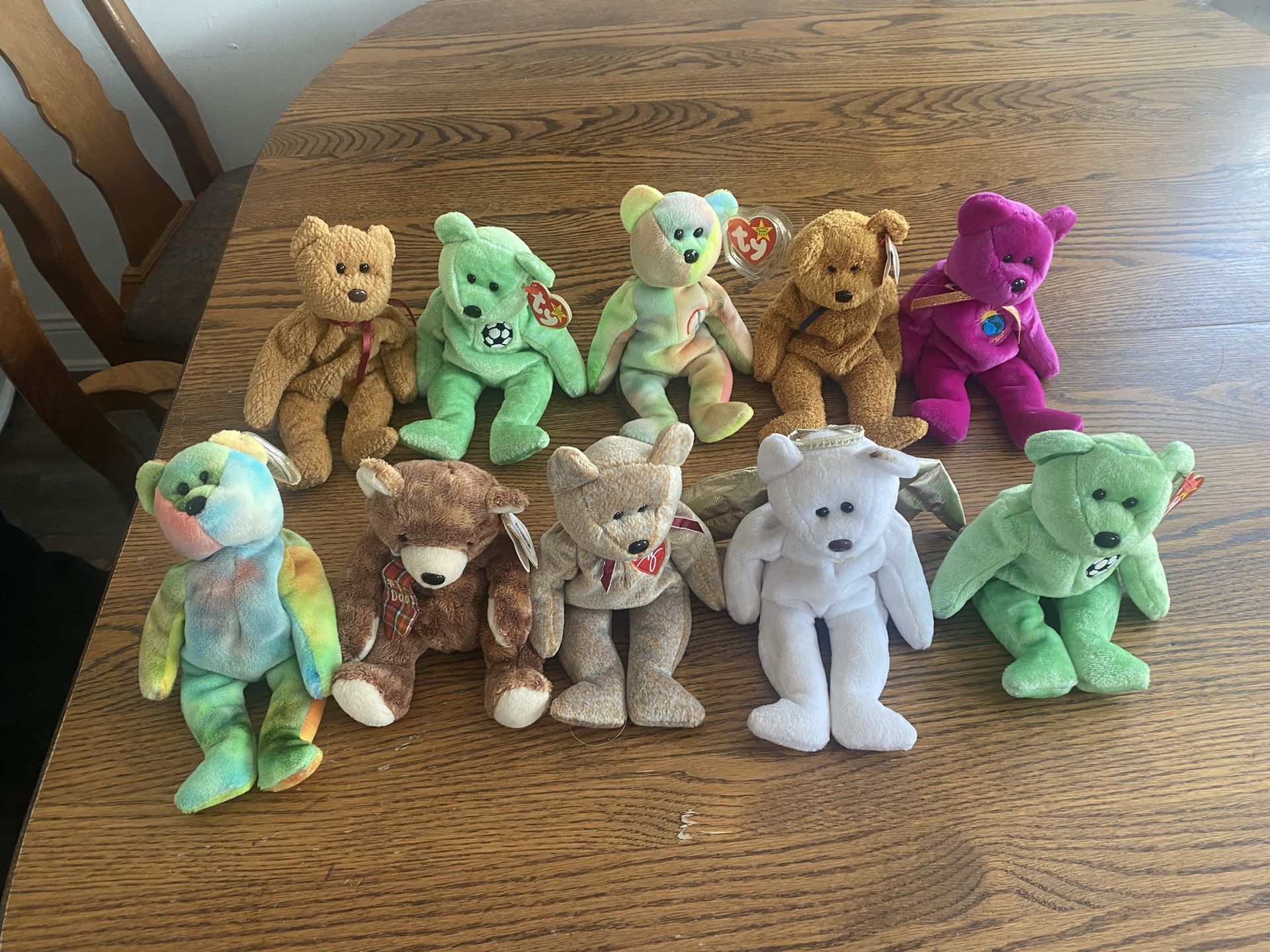 Lot Of 10 Vtg TY Beanie Babies Teddy Bears 6 With Tags 4 Without Excellent Condition