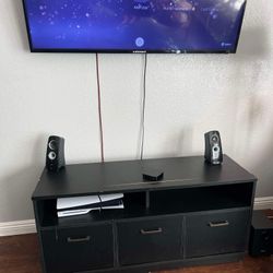 Black Wooden TV Entertainment Center 