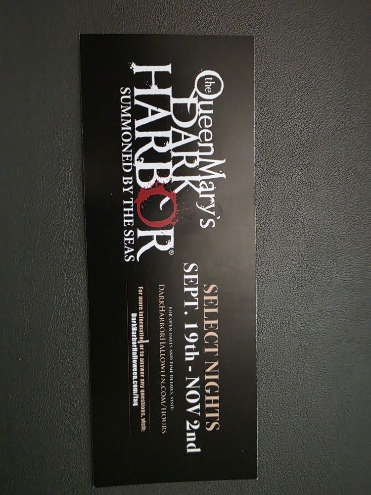 2 Queen Mary's Dark Harbor Tickets