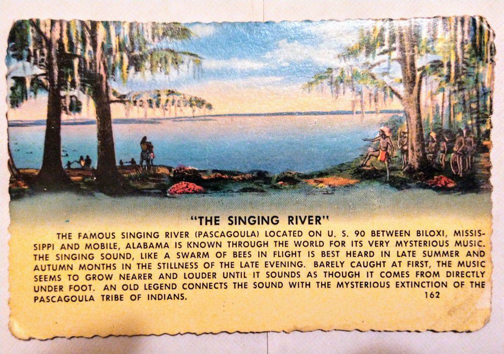 Mississippi~The Singing River Pascagoula On US 90~Indian Legend~Vintage Linen PC


