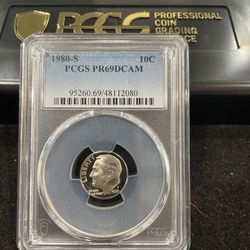 1980 S Gem Proof Roosevelt Dime Graded At PR69 With A Deep Cameo 2-13