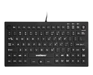 WetKeys Professional-Grade Mid-Size Rigid Silicone Washable Keyboard with Pointing-Device, Backlight and ON-Off Switch (USB) (Black) | KBWKRC89PB-BK