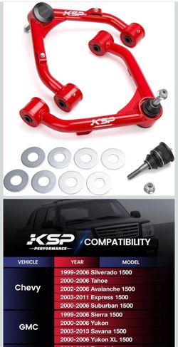 KSP Front Upper Control Arms for Silverado Sierra 1, 2-4" Adjustable Tubular A-Arm Replacement Factory/Stock Suspension Arms UCA After 2-4 inc