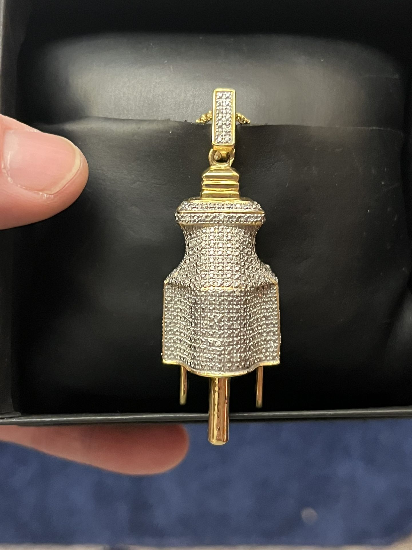 925 Sterling Silver With 14k Gold Plating Over Top Real Diamonds Plug Chain