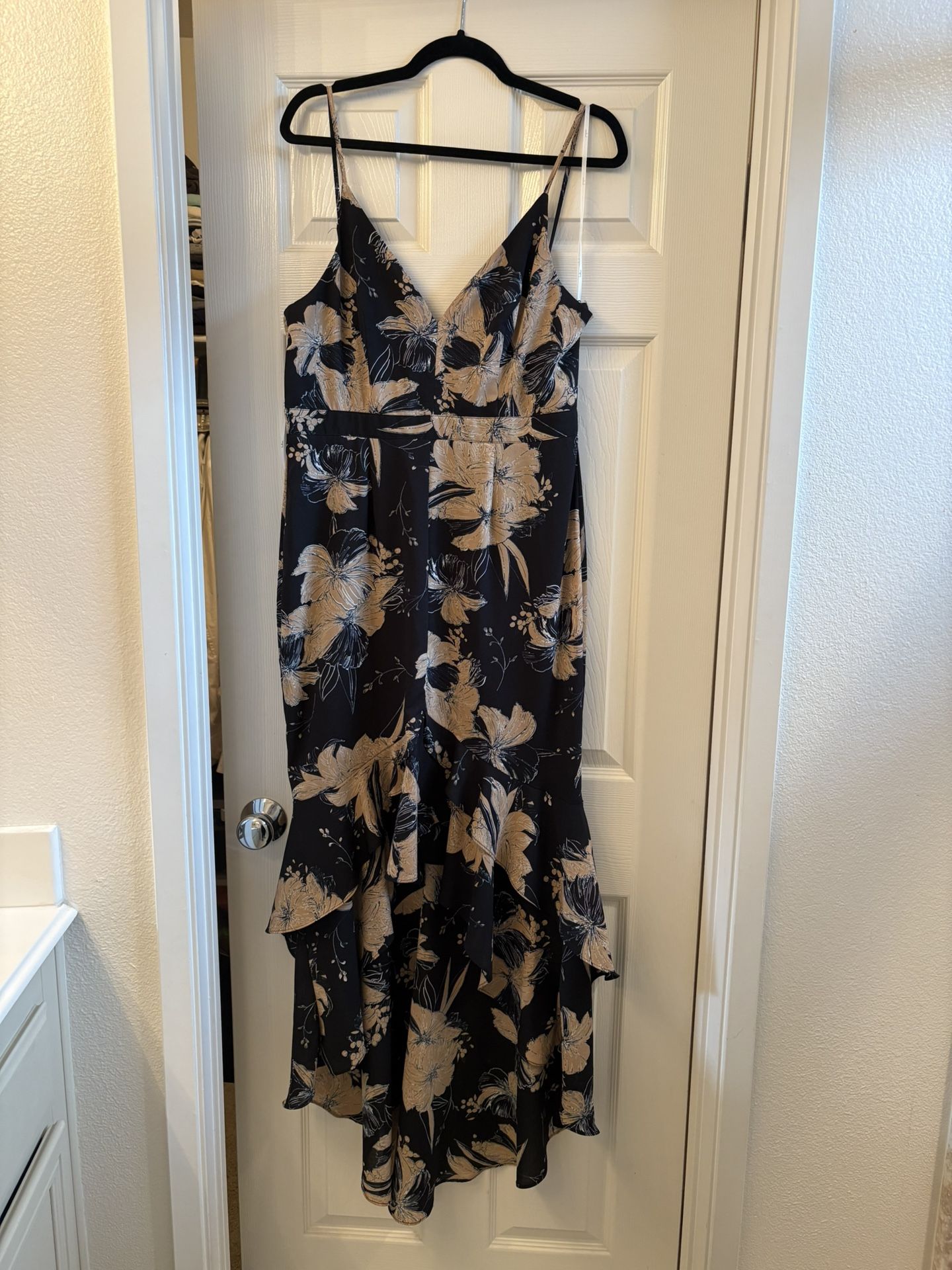 Black Floral Ruffle Dress