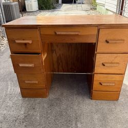 Vintage Solid Wood Desk – 7 Drawers