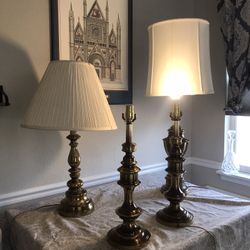 Four 1970s Brass Lamps