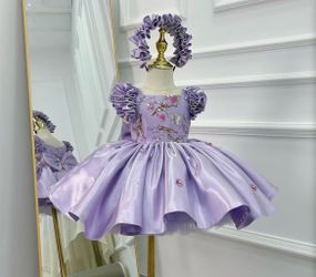 Girls' Dresses Flying Sleeve Puffy Princess Dresses Flower Girl Wedding Birthday Party Dresses size 12/18 months