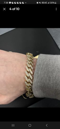 14k Gold Plated  ICED OUT Cuban Bracelet 