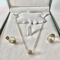 Necklace Earnings for women pendant 18k plated stainless steel