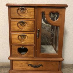 gorgeous oak wood armoire jewelry organizer necklace braclet ring holder 