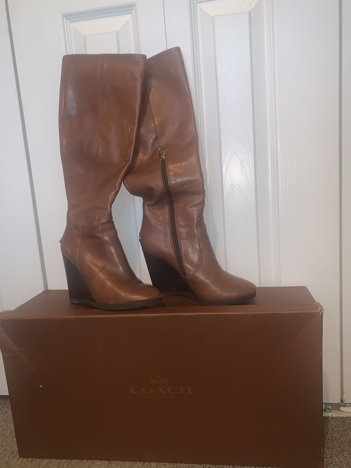 COACH Fella Calf Chestnut Boots 6m