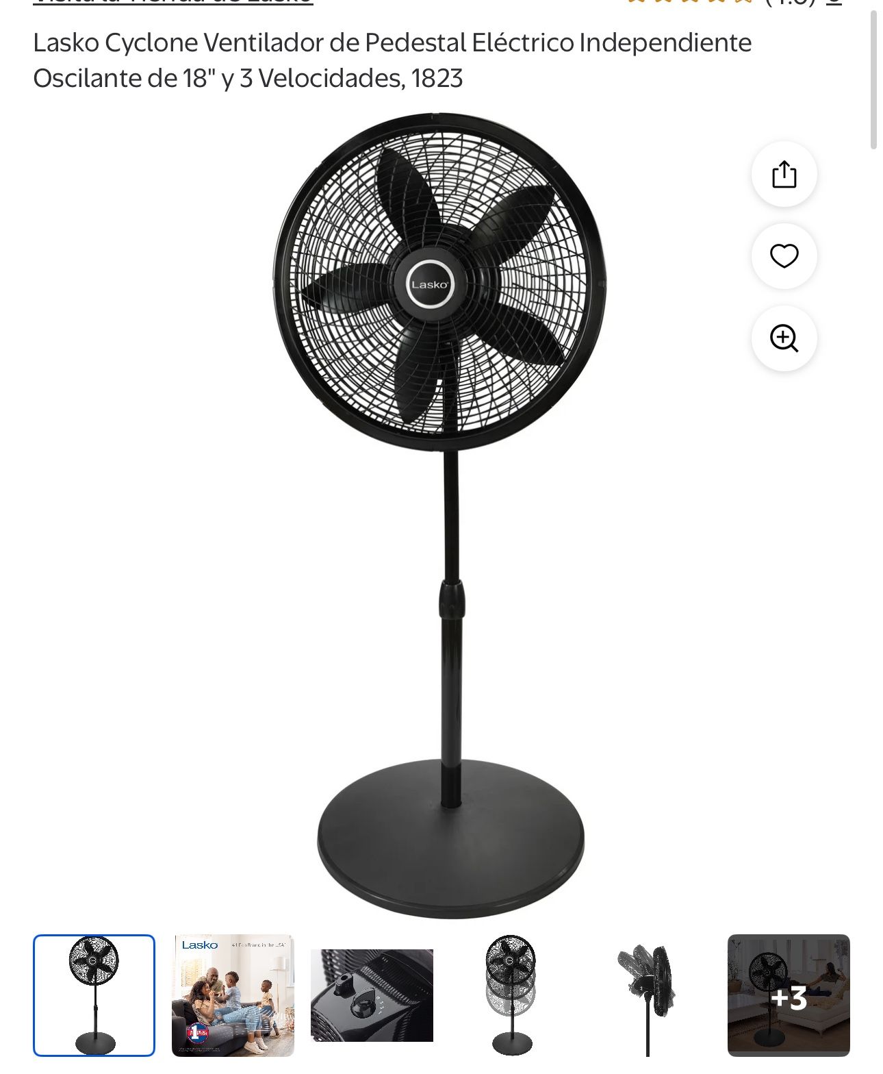 Ventilador Lasko Cyclone Ventilador de Pedestal Eléctrico Independiente Oscilante de 18" y 3 Velocidades, 1823