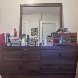 Wooden dresser with mirror 