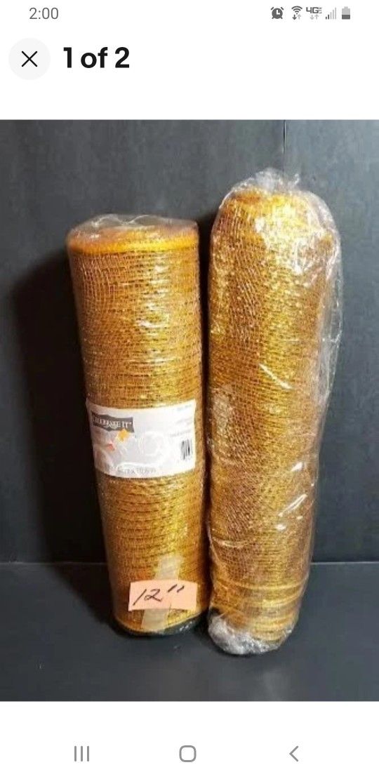 LOT OF 2  

1 x 12" x 35 ft & 1 x 12" x 30ft Gold Foil Deco Mesh Roll Ribbon Wreath Holidays.

