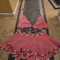 Plus Size Crochet Bikini Top and Skirt Set 2pcs