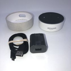 Amazon Echo Dot 2nd Generation Smart Assistant - White W/ Sandstone Fabric Case
