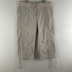 NEW YORK & CO. Y2K Khaki Beige Mid Rise Lightweight Cropped Capri Cargo Pants