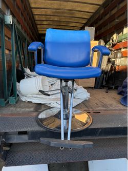 Blue hairstylist chair