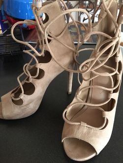 Aldo tie up heels/ with a zipper on the back